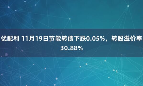 优配利 11月19日节能转债下跌0.05%，转股溢价率30.88%
